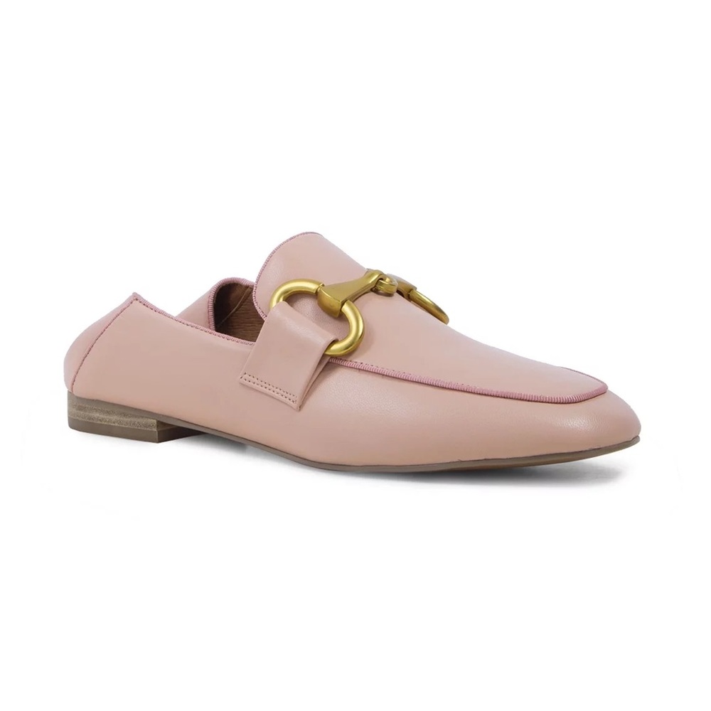BiBi Lou Leather Loafer Buckle Snaffle Bit Horsebit Salmon Pink Italy Sz 40/10